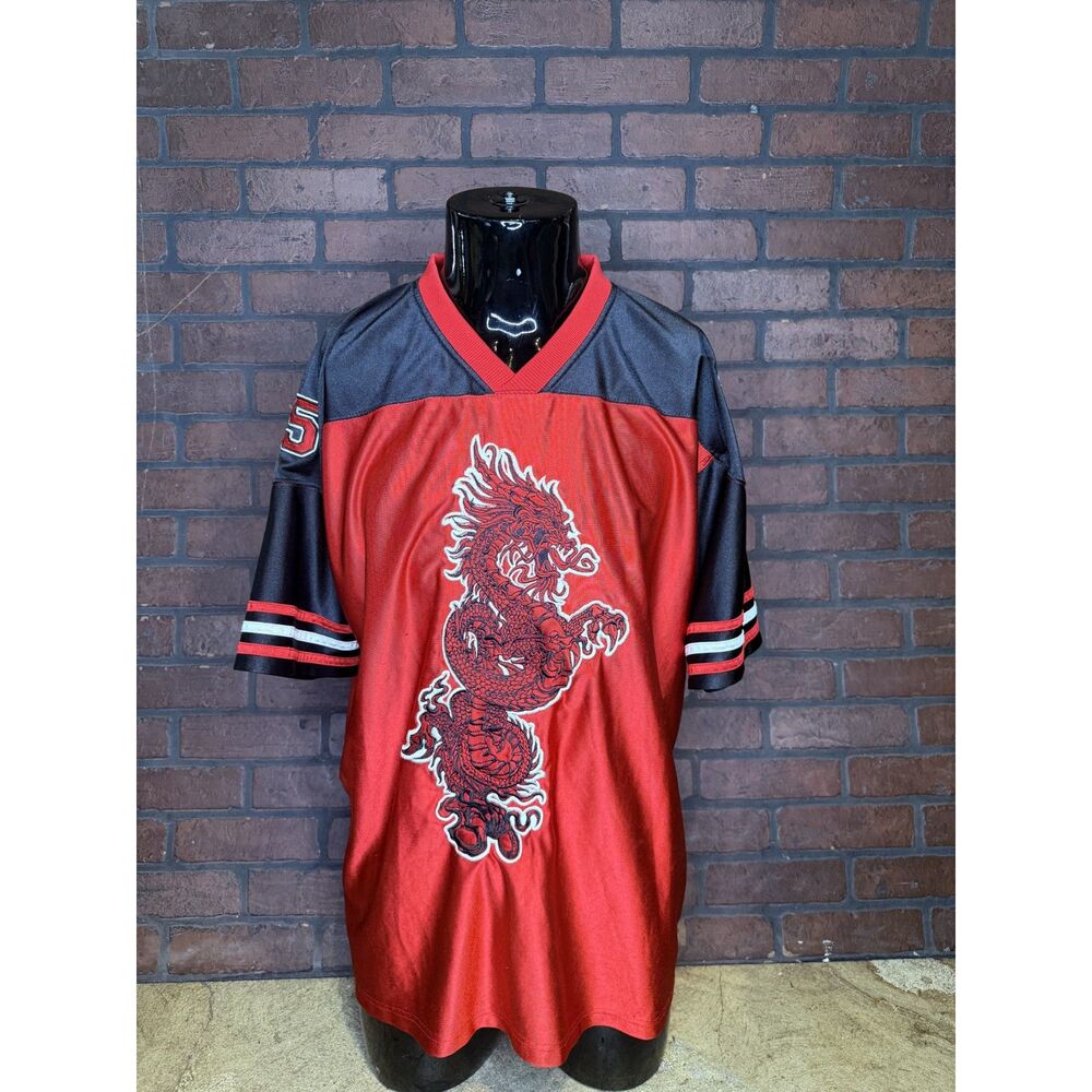 JNCO Dragon Football Jersey Red Black Mens L